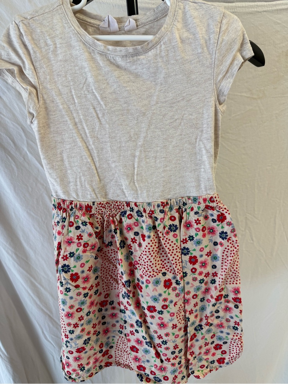 GAP Cream Top with Pink Floral Skirt Girls Casual Dress